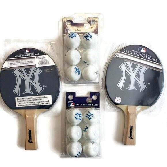 Franklin MLB New York Yankees Ping Pong Lot 2 Paddles With 12 Table Tennis Balls - Picture 5 of 6